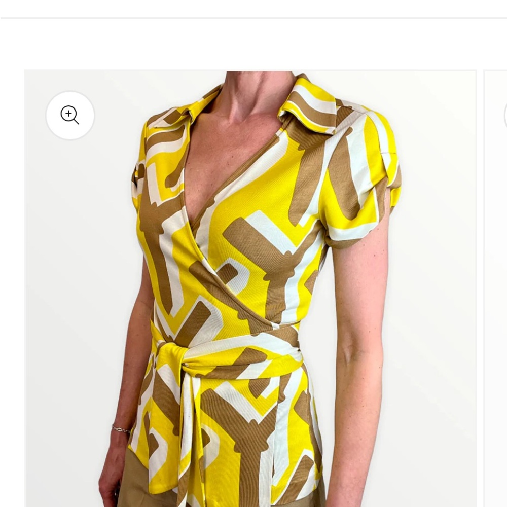 Vintage DVF silk Wrap Top, yellow size 6